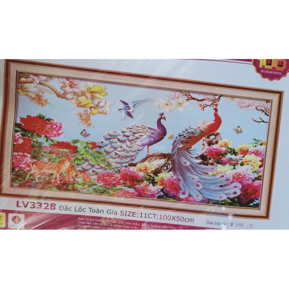 Tranh thêu chữ thập Đắc lộc toàn gia LV3328 (100x50) chưa thêu