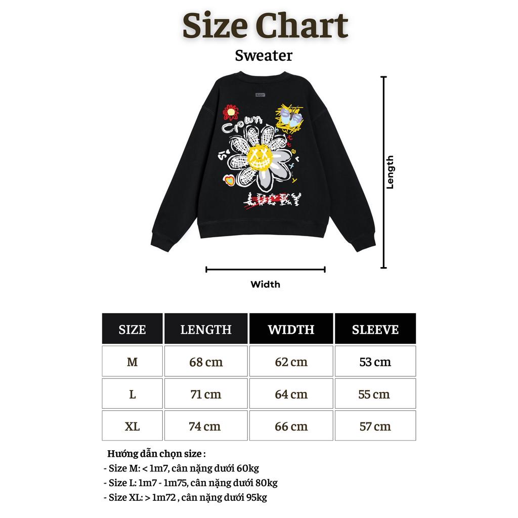 Áo sweater nam nữ 4lucky 6120 "CROWN", form rộng dày dặn ấm áp