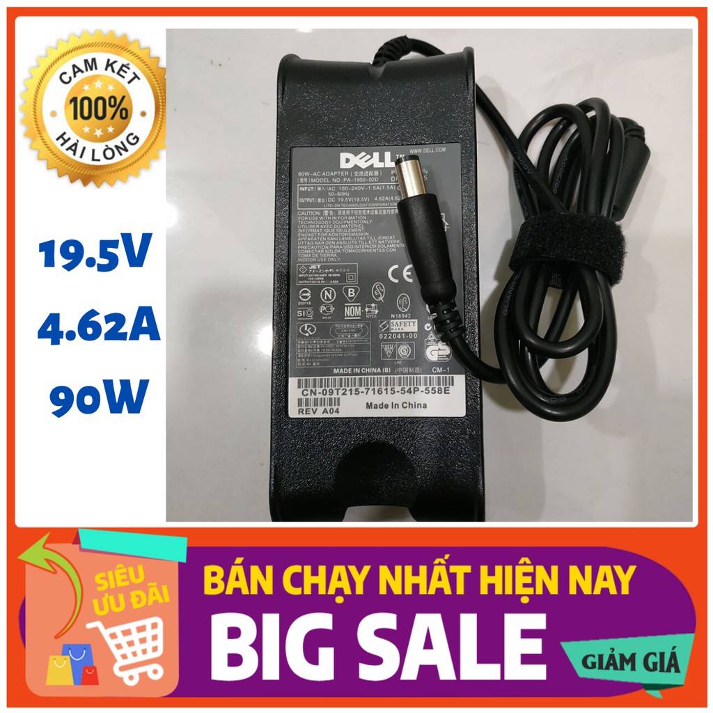 Sạc laptop Dell CHÍNH HÃNG 19.5V - 4.62A - 90W đầu kim to