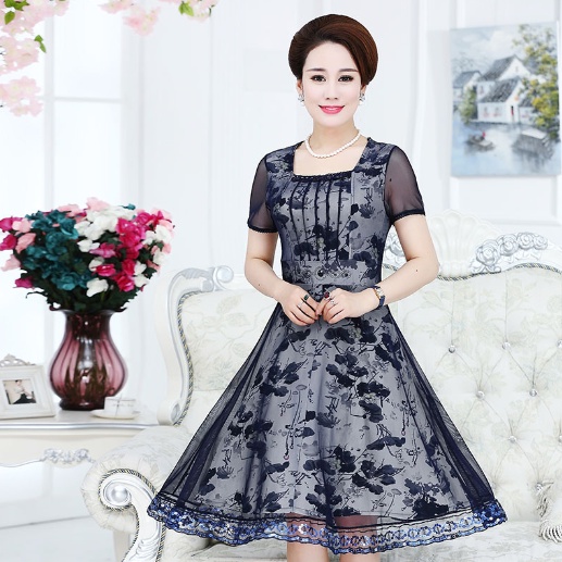 Váy Đầm Dự Tiệc Trung Niên Nữ Cao Cấp V10 - Áo Đầm Dạ Hội Cho Mẹ Đẹp Sang Trọng Thời Trang cho người lớn tuổi Bigsize