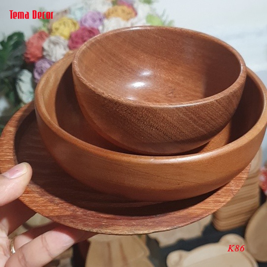 Bát gỗ decor Tema - Bát gỗ ăn cơm to gỗ đỏ trang trí nhà cửa siêu xinh | BigBuy360 - bigbuy360.vn