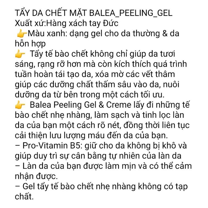 🇩🇪 TẨY DA CHẾT MẶT BALEA PEELING GEL - HÀNG CHUẨN ĐỨC