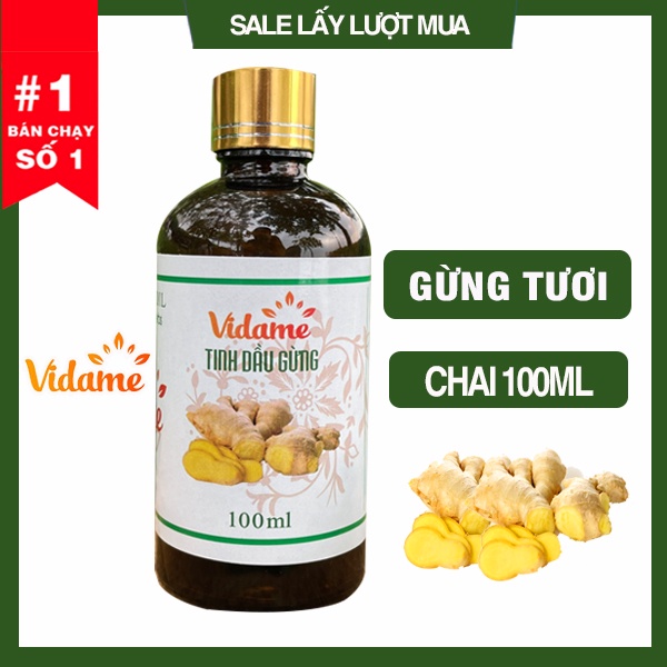 100ML Tinh Dầu Gừng Nguyên Chất VIDAME - HÀNG CÔNG TY nhập khẩu ẤN ĐỘ, hương gừng nồng nàn ấm áp, tốt