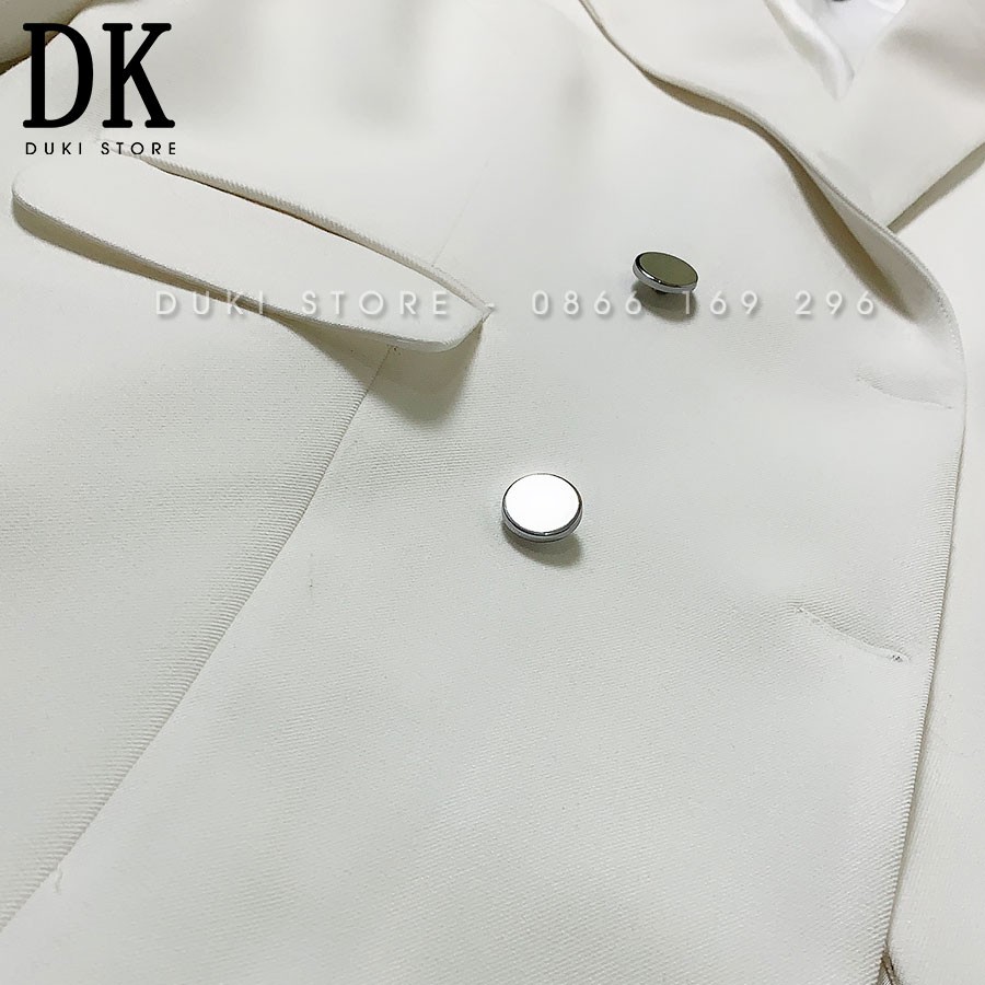 Áo Vest Nữ Blazer 2 lớp màu trắng (video và ảnh chụp thật) kiểu dáng dài Hàn Quốc - DUKI STORE