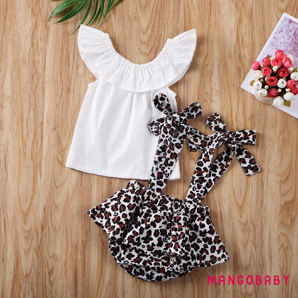 Set Đồ Mùa Hè 2 Món Gồm Áo Crop Top Có Diềm Xếp Nếp + Quần Ngắn In Hoa Dễ Thương Cho Bé Gái Sơ Sinh