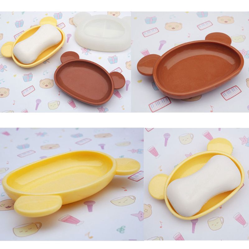 Khuôn làm đĩa hình chú gấu/ hoa bằng silicon dễ thương tiện dụng