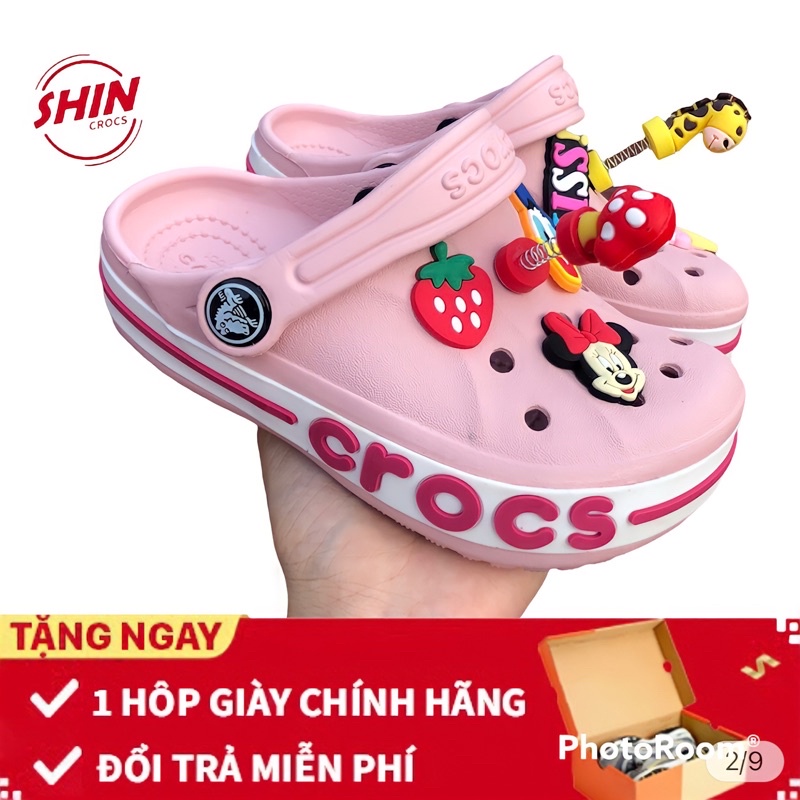 dép cross cho béFREESHIPmàu hồng SUCBAYAKIDH  tặng thêm 6 jibitz SIZE 25 26 27 28 29 30 31 32 33 34 35