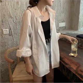 Áo sơ mi 2 túi sườn form rộng oversize