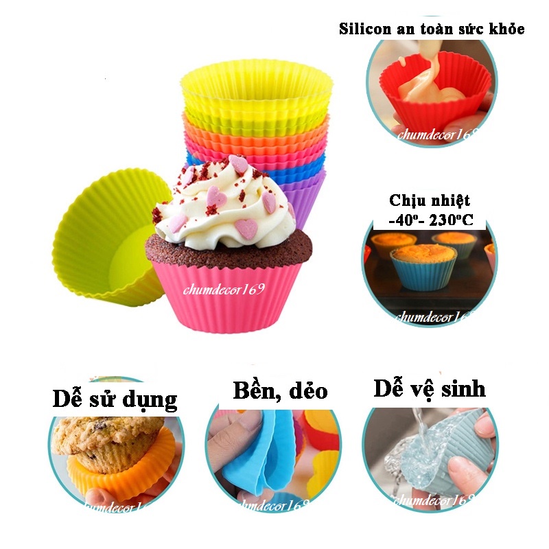 khuôn silicon làm bánh muffin , cupcake làm thạch pudding CHỊU NHIỆT ĐỘ CAO G15