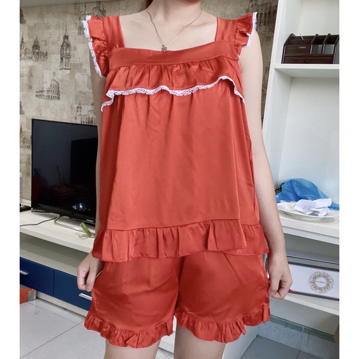 Bộ lụa mặc ở nhà vải lụa trơn mát mịn nhiều màu đẹp