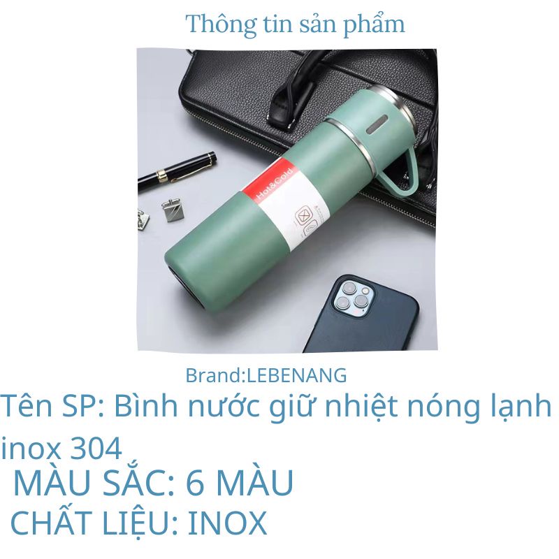 BÌNH GIỮ NHIỆT INOX 304 500 ML TẶNG KÈM 2 CỐC- HÀNG CHÍNH HÃNG- PHUKIENTUILOC.COM
