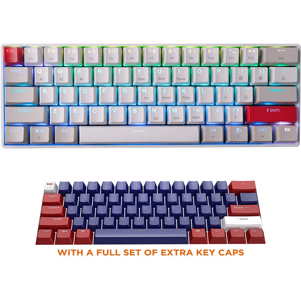 BÀN PHÍM CƠ KHÔNG DÂY ĐA GIAO THỨC Newmen Dual mode GM610, (LED RGB , PBT , BT5.0) Kết nối Bluetooth [Tặng kèm Keycap]