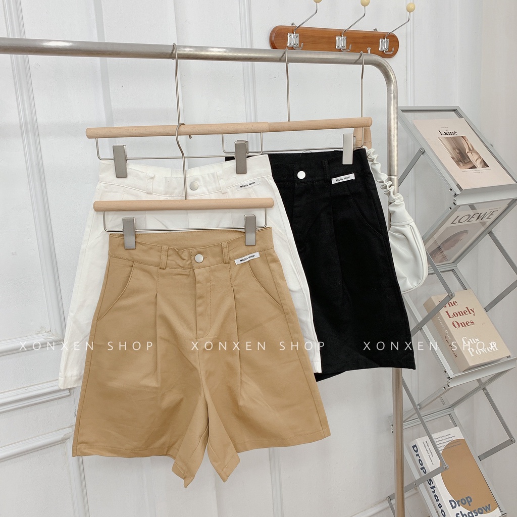 QUẦN SHORT NỮ chất vải kaki mềm tag bên dễ thương tặng kèm nịt XONXEN SHOP size S M L mã 3304