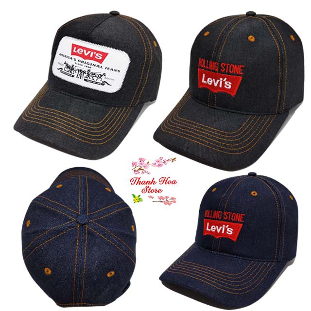 Mũ lưỡi trai nam nữ chất vải bò cao cấp màu đen, xanh, nâu logo trắng đẹp, cá tính, giá rẻ - Nón kết jean bụi LV