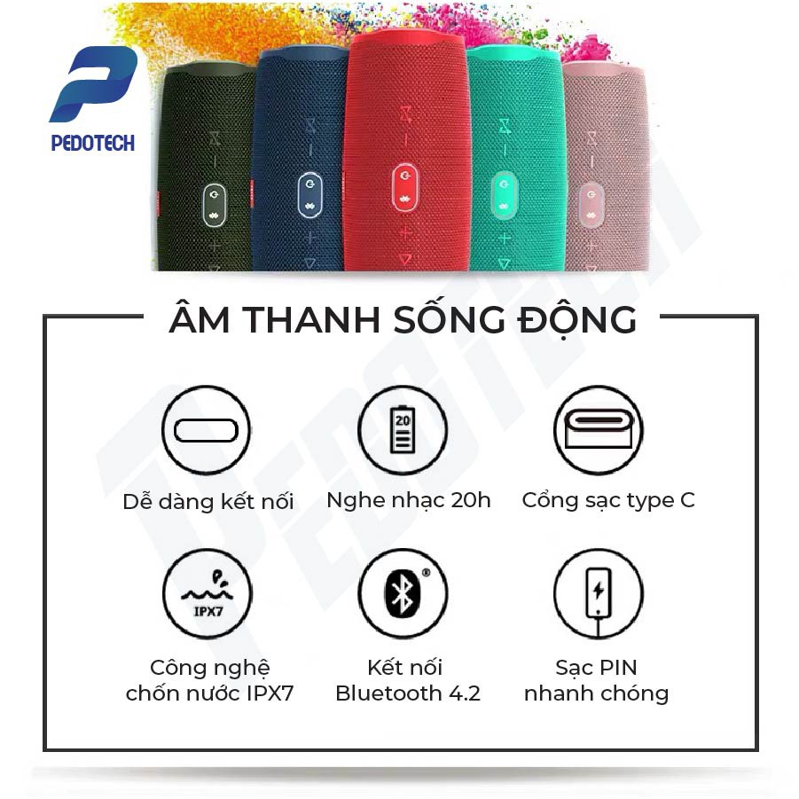 [MÃ PEDO10K5k GIẢM 10% TỐI ĐA 5K ĐƠN TỐI THỂU 500K] Loa JBL Charge 4 ÂM THANH VƯỢT TRỘI, chống thấm nước | BigBuy360 - bigbuy360.vn