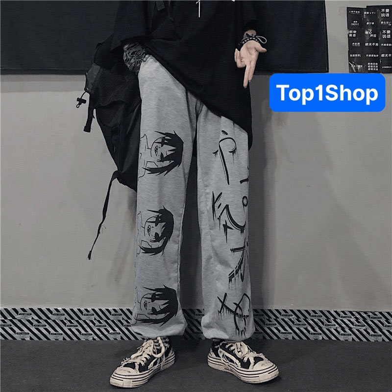 Quần ống rộng IN HÌNH CÔ GÁI NHẬT BẢN Chất nỉ bông cao cấp ống suông PHONG CÁCH TRẺ TRUNG NĂNG ĐỘNG - đủ size