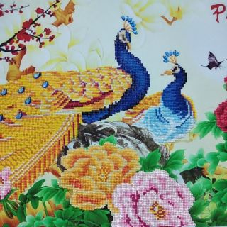 (ĐÃ ĐÍNH)Tranh đá Phu Thê Viên Mãn DF064