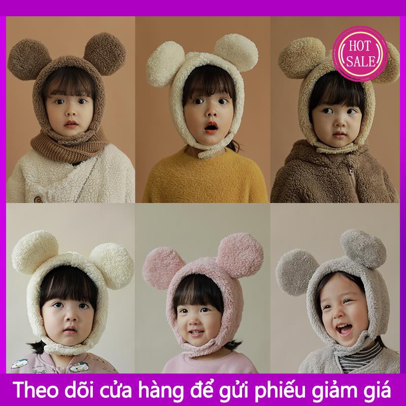 ♕You Mickey mũ quần áo trẻ em sang trọng mũ trẻ em dễ thương siêu dễ thương đàn ông và phụ nữ bé mùa đông mũ bảo vệ tai