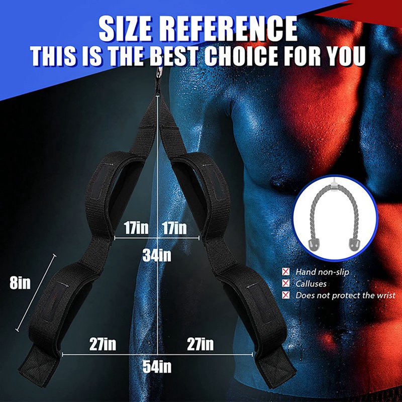 Tricep Rope Cable Attachment with 2 Handles,Tricep Pull Down Rope for Push Downs,Crunches,Facepulls for Professional Gym