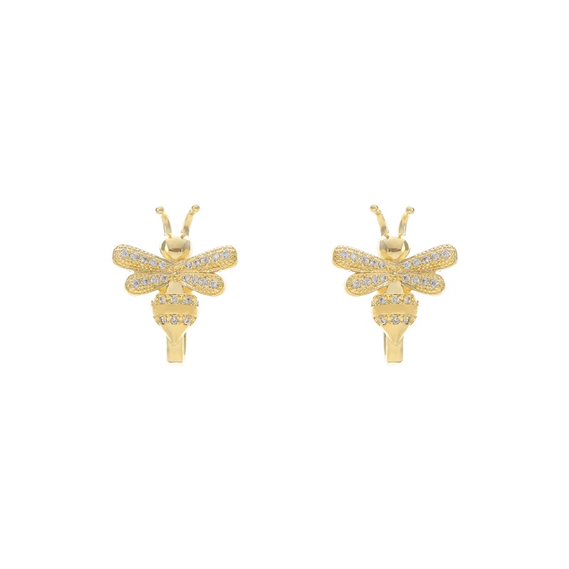 Bông Tai Mạ Vàng 18K Hình Ong Đính Đá Xinh Xắn Thời Trang Cho Nữ