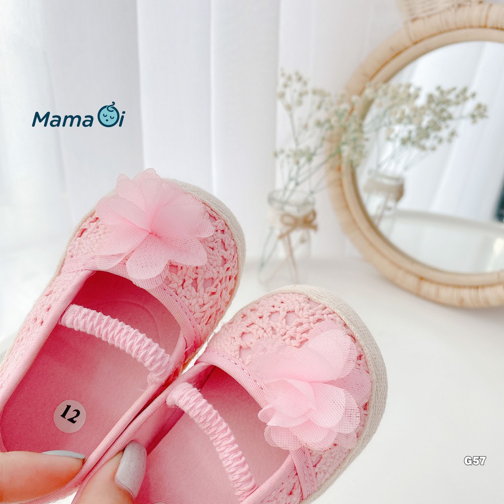 G57 Giày tập đi cho bé giày búp bê vải ren hồng đế vải êm chân tập đi cho bé của Mama ơi - Thời trang cho bé