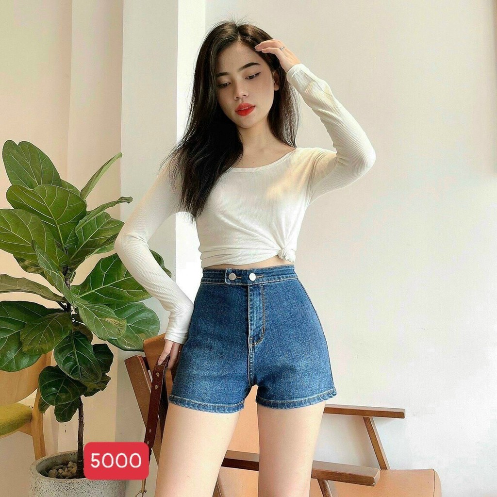 Quần short nữ lưng cao King168 , quần short jean nữ co dãn nhẹ cao cấp tq02