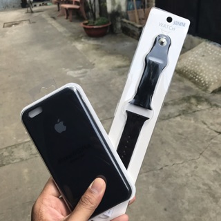 Set Black Ốp iPhone và Dây Apple Watch Silicone