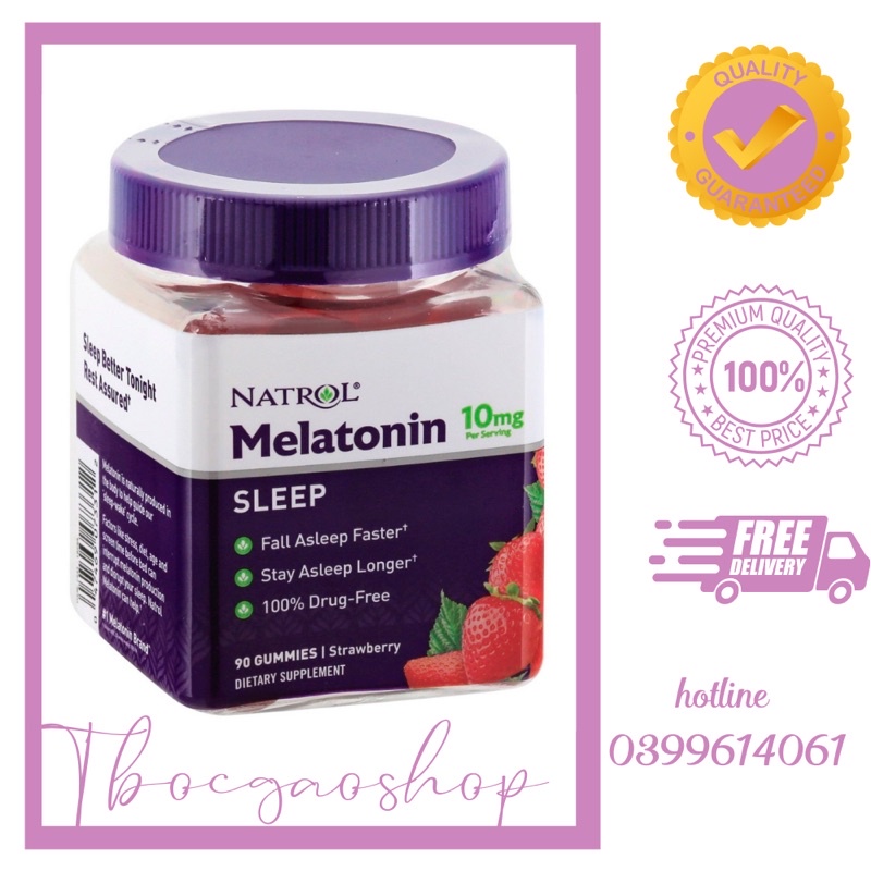Kẹo dẻo hỗ trợ ngủ ngon Natrol Melatonin 10mg 90v