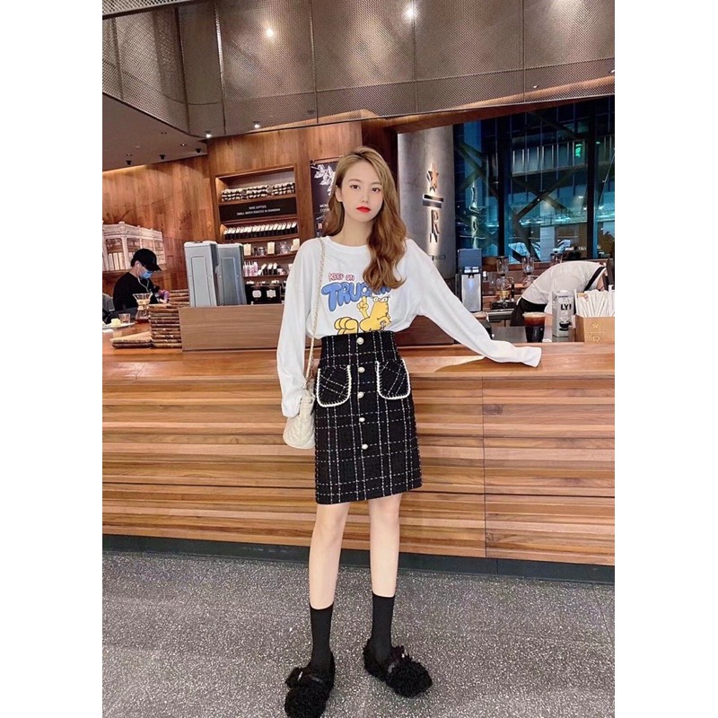 Chân váy dạ kẻ dáng dài QC loại 1 | BigBuy360 - bigbuy360.vn