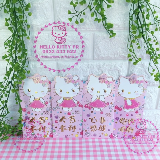 BAO LÌ XÌ 3D HỒNG KIM CƯƠNG HELLO KITTY