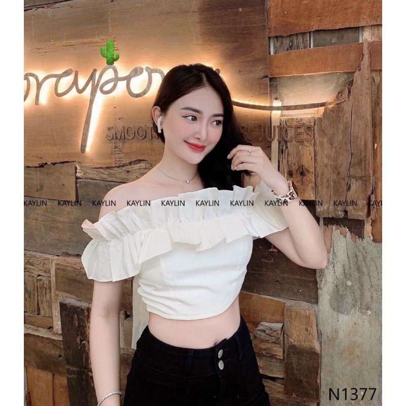 Áo bẹt vai BÈO &quot;pu ca&quot; croptop