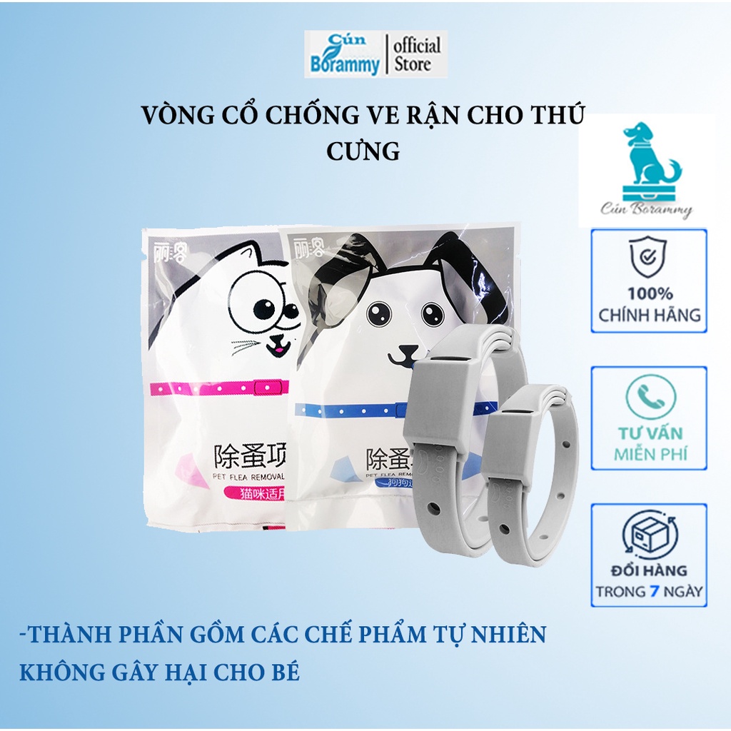 Vòng cổ chống ve rận bọ chét chó mèo - Vòng cổ chống bọ chấy trên da lông cún, mèo - không thấm nước