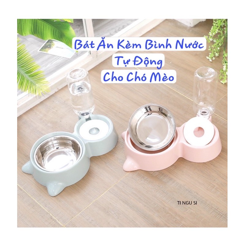 Bát Ăn Tự Động Cho Chó Mèo Kèm Bình Nước