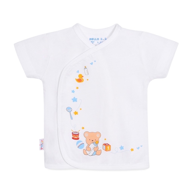 ÁO SƠ SINH DÁN XÉ tay ngắn hiệu Hello B&B (size S, M, L, XL)