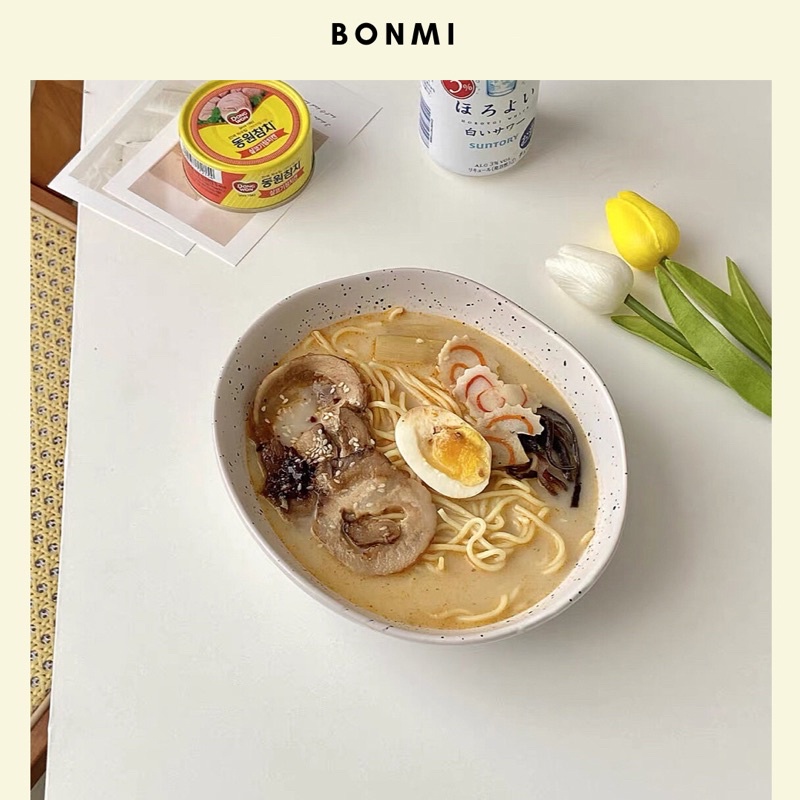 Tô méo vẩy mực Hot-trend Hàn Quốc, bát decor, tô đựng salad, mì ý Bonmi Decor