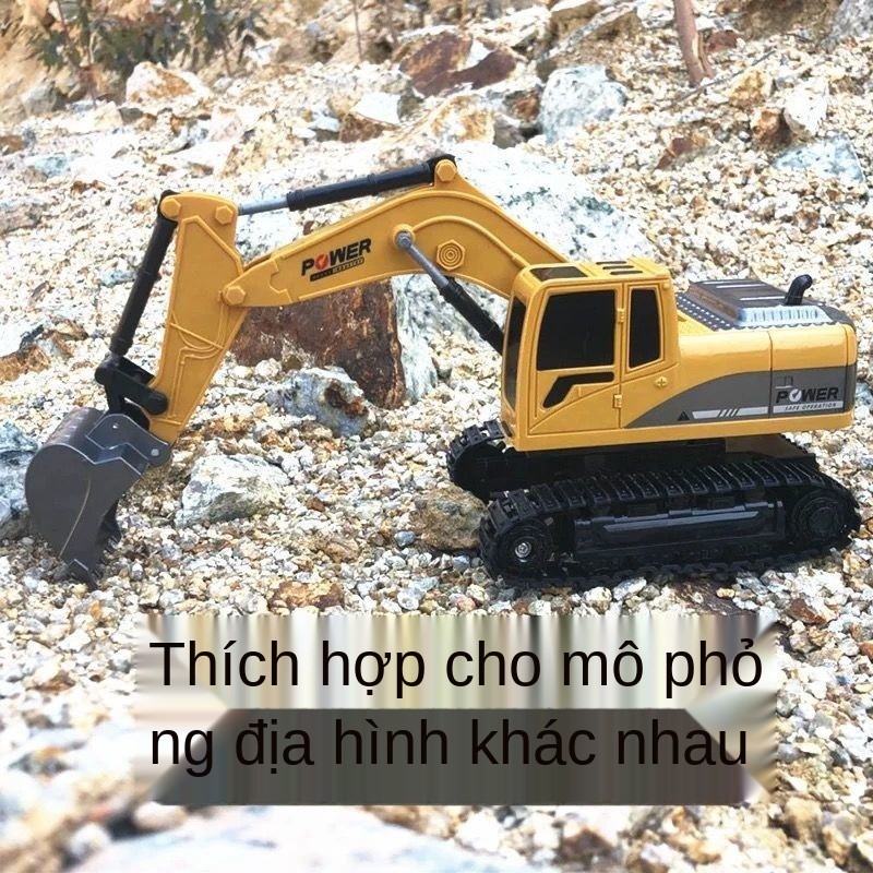 Máy xúc điều khiển từ xa bằng hợp kim không mùi cho trẻ em, đồ chơi chống rơi và an toàn, bé trai