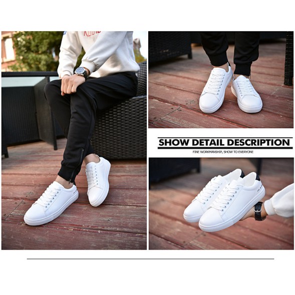 Giày Sneaker thể thao nam màu trắng cổ thấp giá tốt bền đẹp