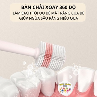 Bàn chải đánh răng xoay 360 độ, có vách ngăn, siêu mềm an toàn cho bé
