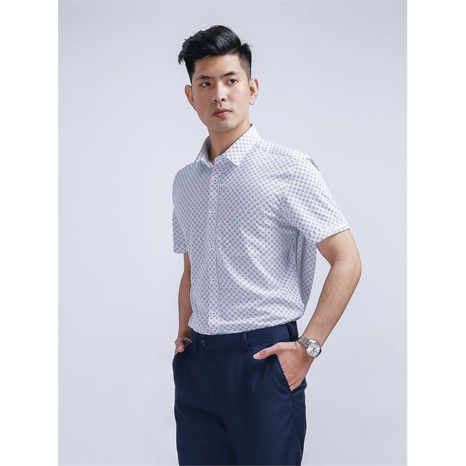 Áo sơ mi nam ngắn tay Aristino sợi sồi tà bằng from regular ASS021S8