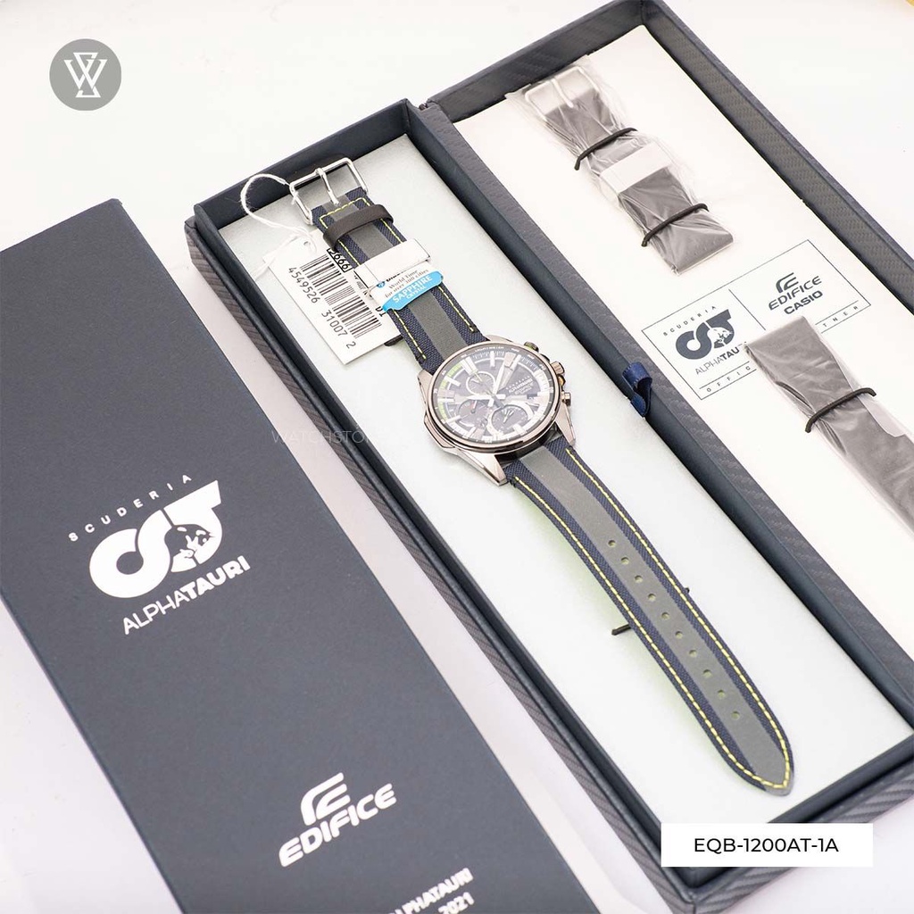Đồng Hồ Quartz Nam Casio Edifice WATCHSTORE EQB-1200AT-1ADR Kính Sapphire 45mm, Dây Dù, Vỏ Thép Không Gỉ Cao Cấp