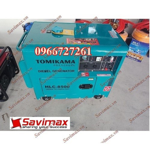Máy phát điện chạy dầu vỏ chống ồn, máy phát điện 7KW hàng Tomikama HLC8500
