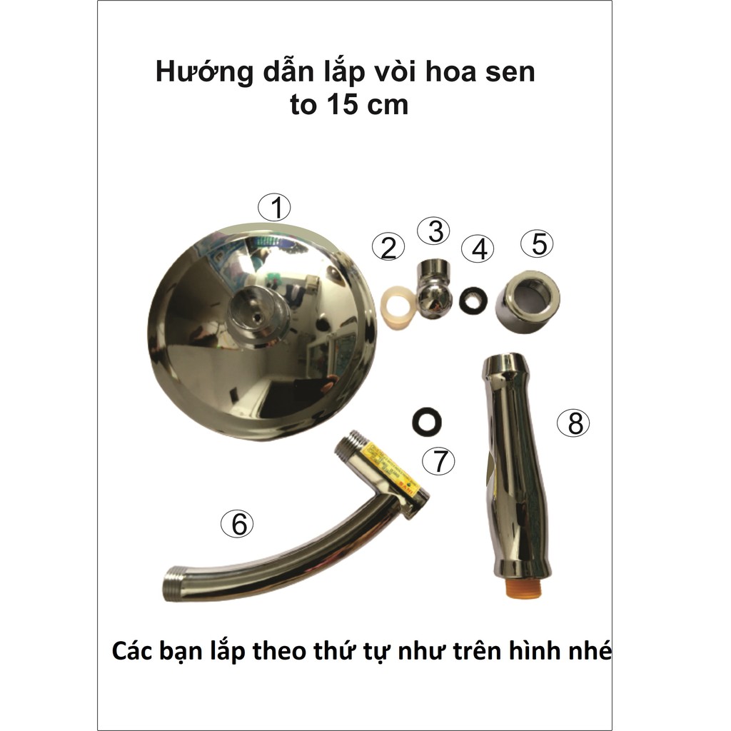 Vòi sen tăng áp loại to 15 cm