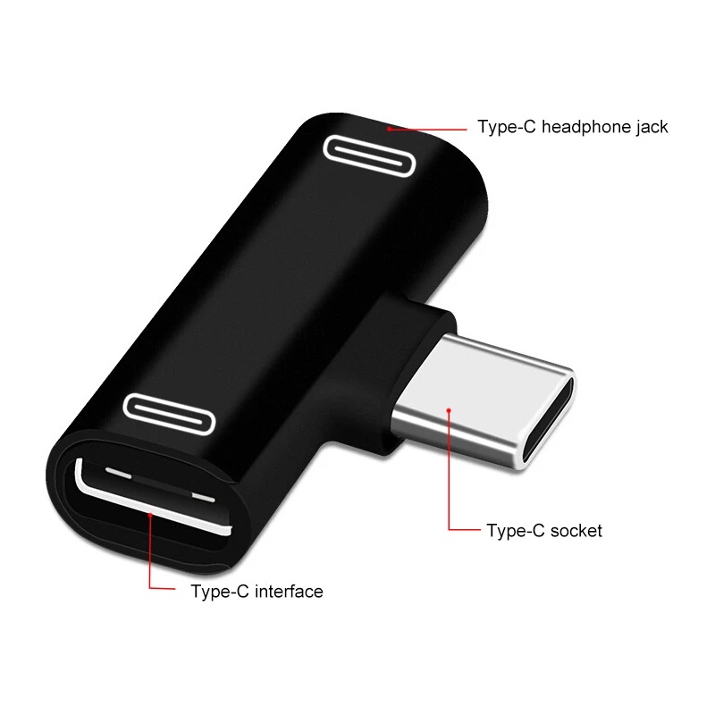 Đầu chuyển đổi âm thanh 2 trong 1 type C/ sạc nhanh/ nghe gọi điện thoại