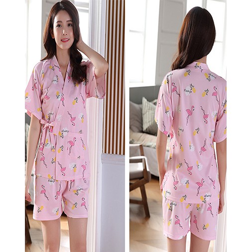 Đồ bộ yukata thun ngắn hồng lạc