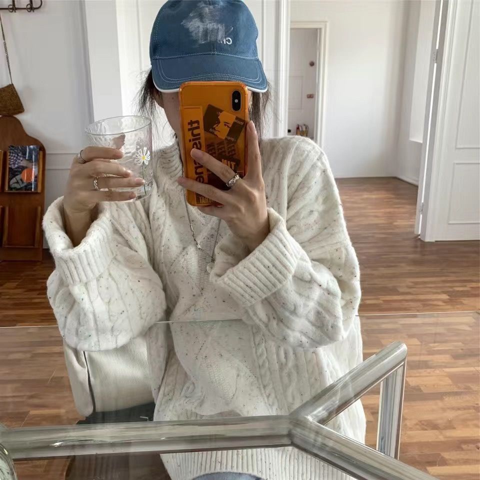 Áo Sweater Dệt Kim Dáng Rộng Thời Trang Thu Đông Cho Nữ 2021