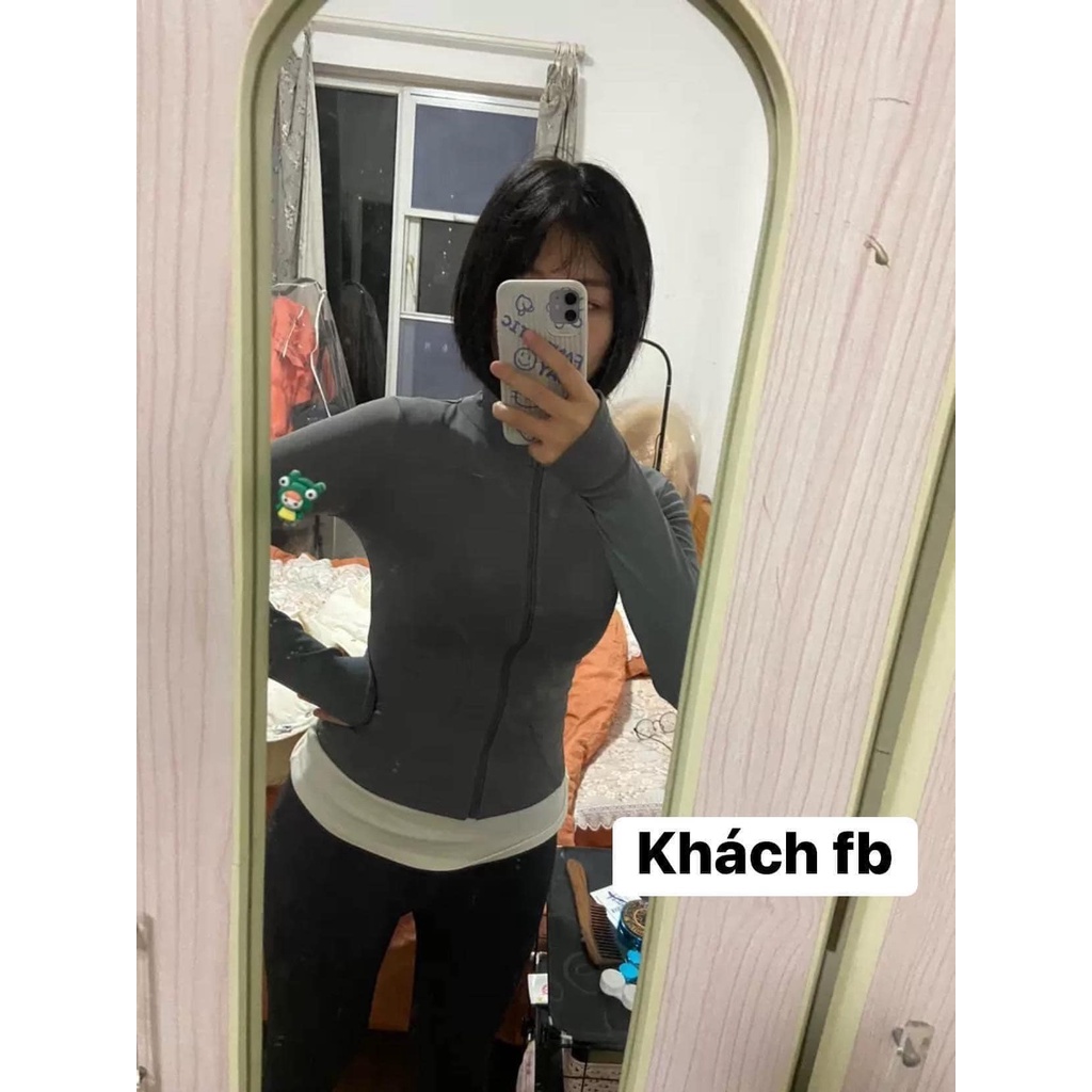 Áo khoác nữ thể thao kéo khóa chất liệu co dãn thoáng khí hàng Quảng Châu L1