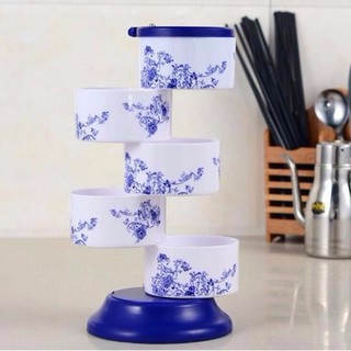 Kệ gia vị xoay 5 tầng tiện lợi, Hộp đựng gia vị xoay 360 độ