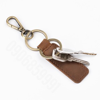 Móc treo,móc khóa đồng kèm miếng da tự nhiên