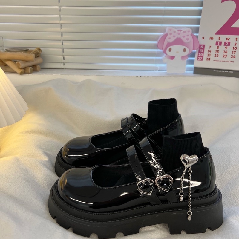 Giày lolita nữ độn đế cao,Giày da ulzzang nữ phong cách Hàn Quốc LT47