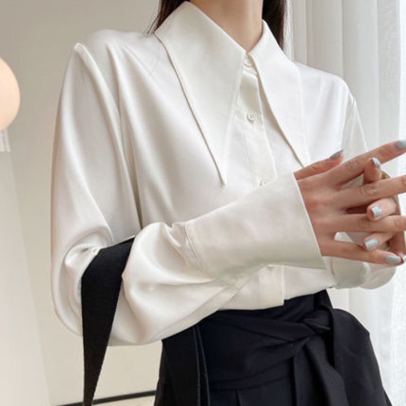 Áo Sơ Mi Mỏng Tay Dài Cổ Cao Thời Trang Hàn Quốc 19005